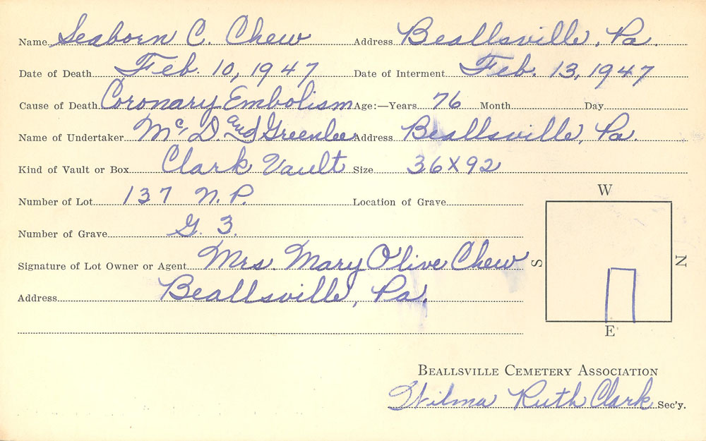 burial card